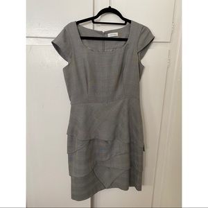 Calvin Klein grey print dress with layered skirt